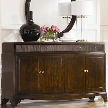 Bowed Buffet Credenza with Granite Top